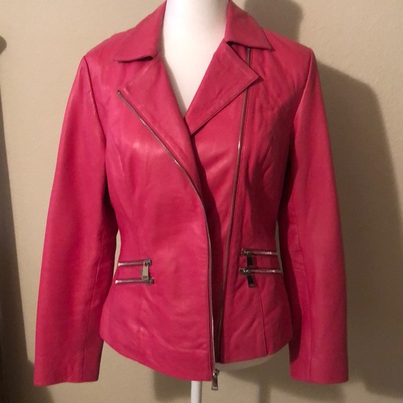 Neiman Marcus Hot Pink Leather Moto 